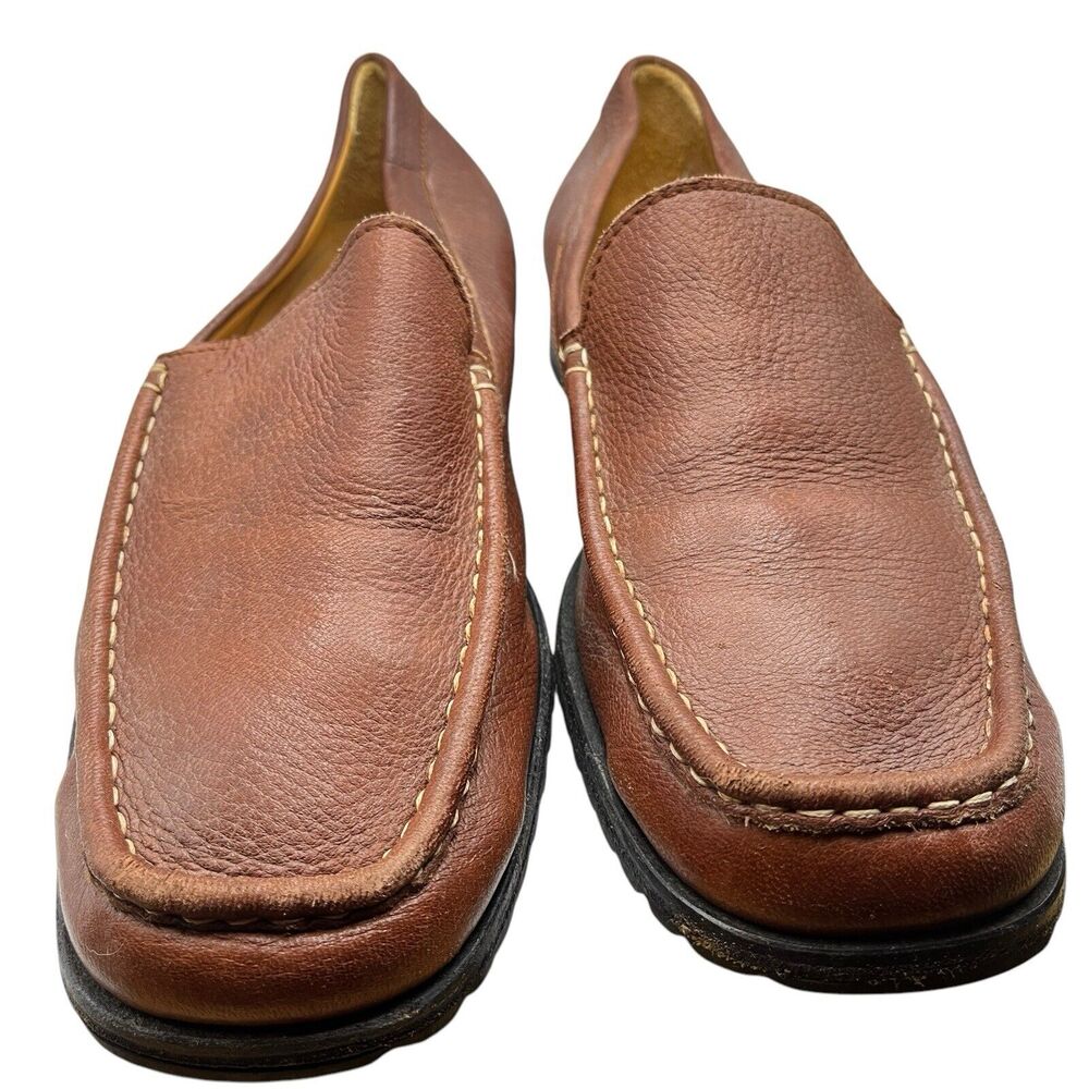 Faconnable Loafers Mens Size 12 Tan Brown Leather Square Toe Slip On Driver Shoe